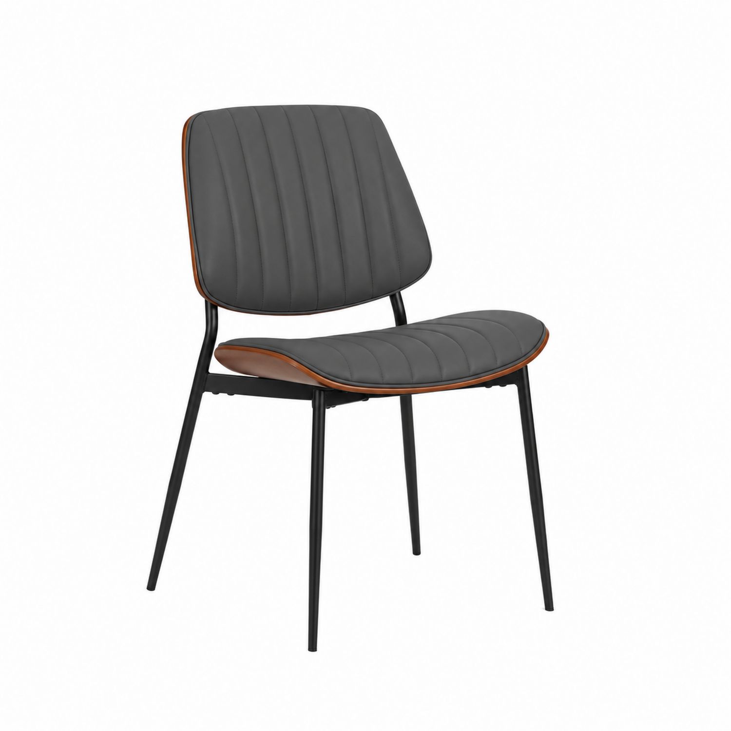 Silla de PU Gris con Patas de Metal Negra-domvirek