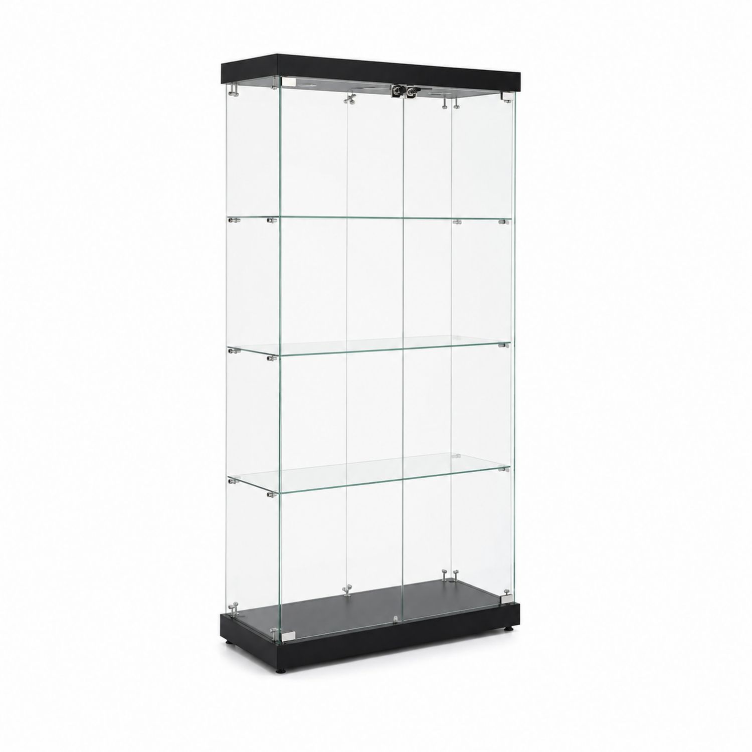 Vitrina de Vidrio Templado con Estantes y Puertas de MDF-domvirek