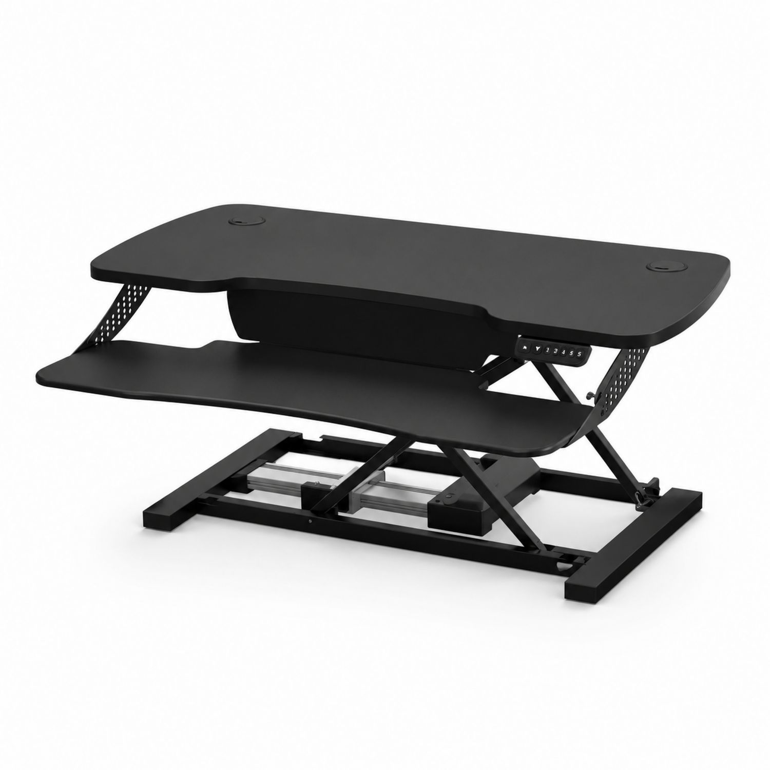 Escritorio elevable de acero negro con superficie de MDF 80x40 cm-domvirek