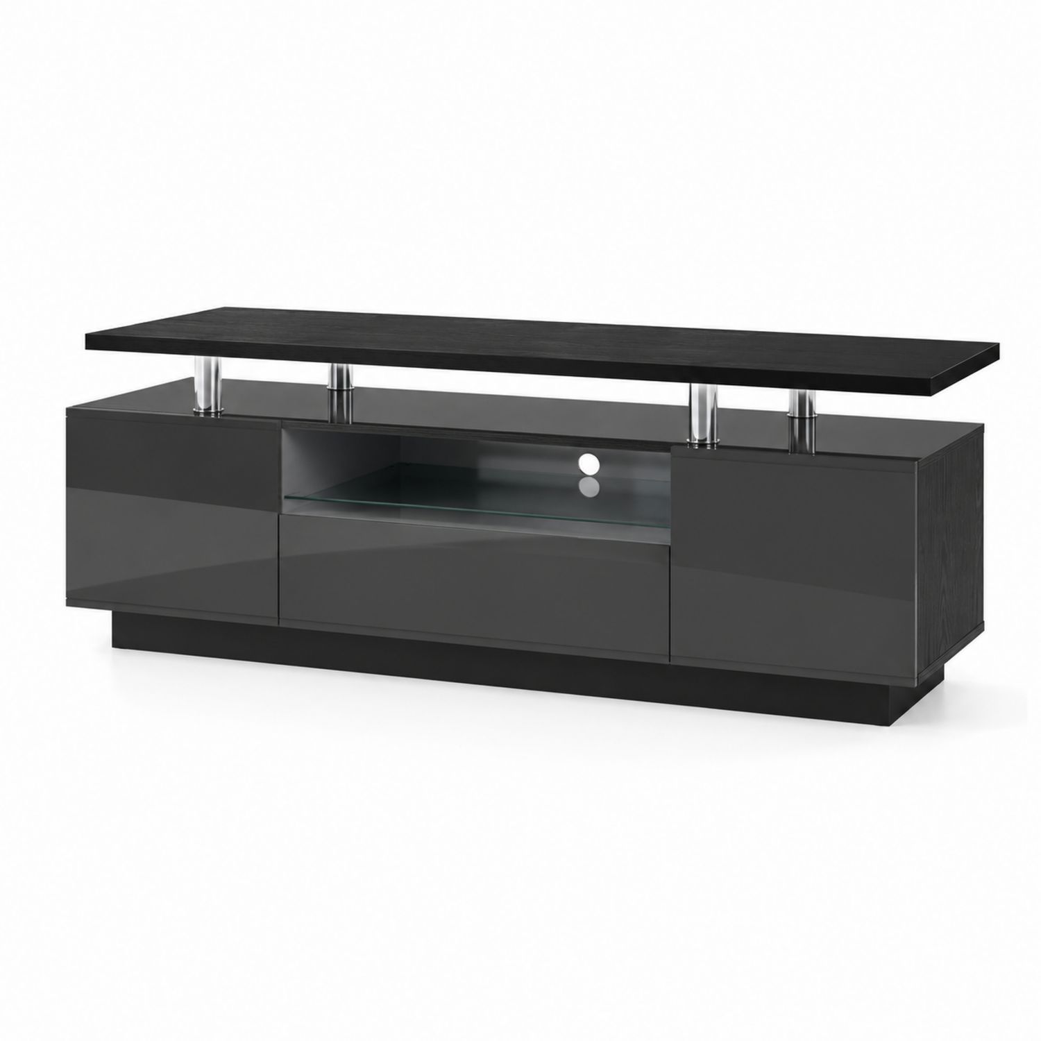 Mueble para TV de madera y vidrio negro 150x45x50 cm-domvirek