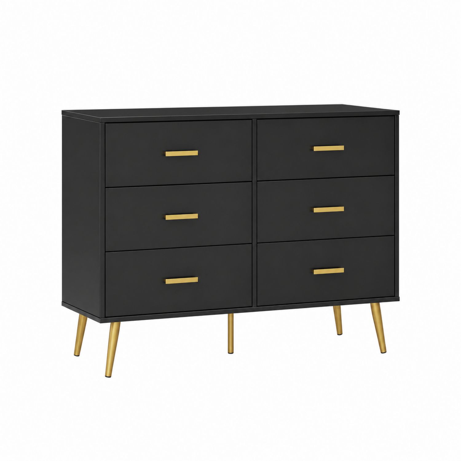 Cómoda de Madera Negra con Patas Metálicas Doradas 120x40x80cm-domvirek