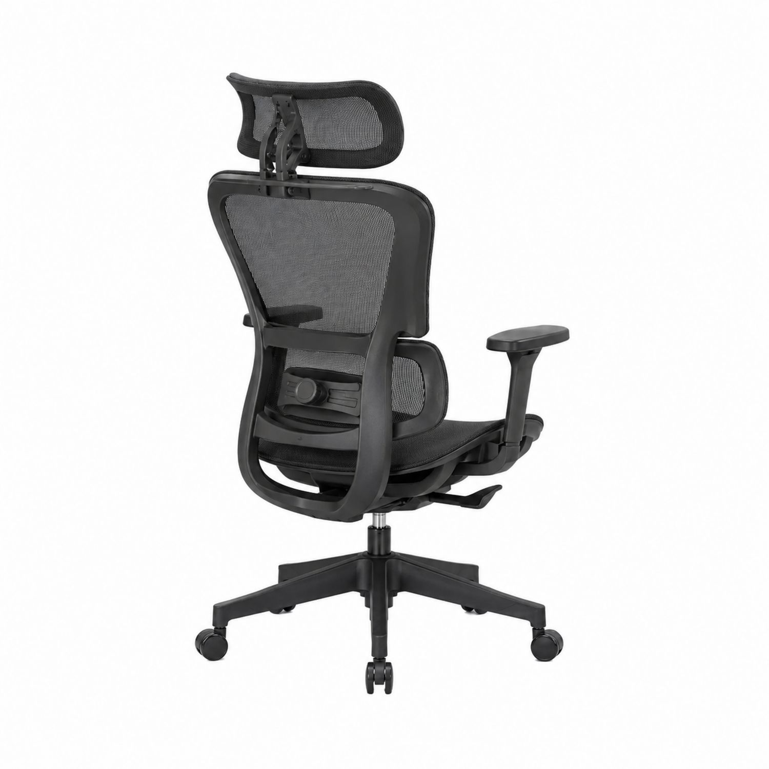 Silla de oficina de malla con reposacabezas ajustable Negra-domvirek