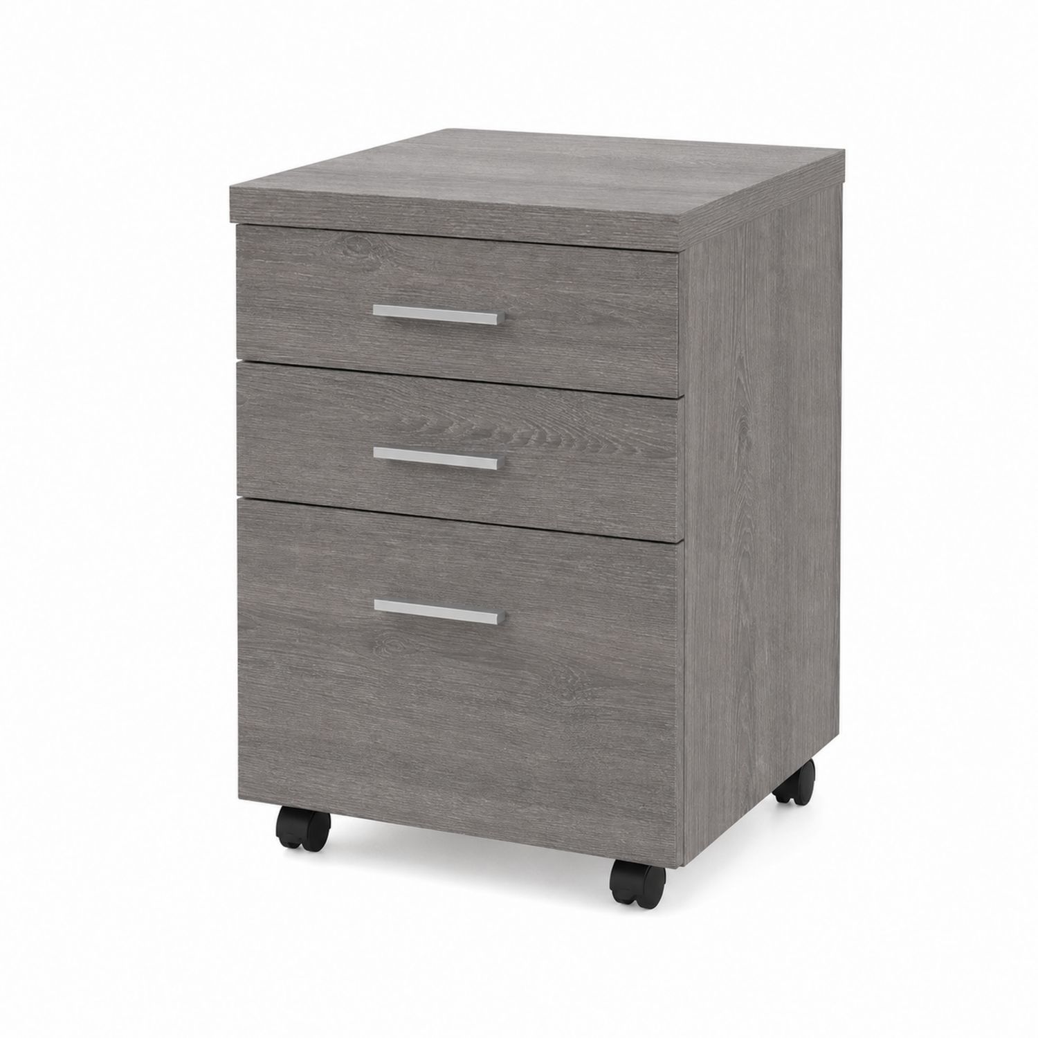 Cajonera de Madera Gris con 3 Cajones y Ruedas-domvirek