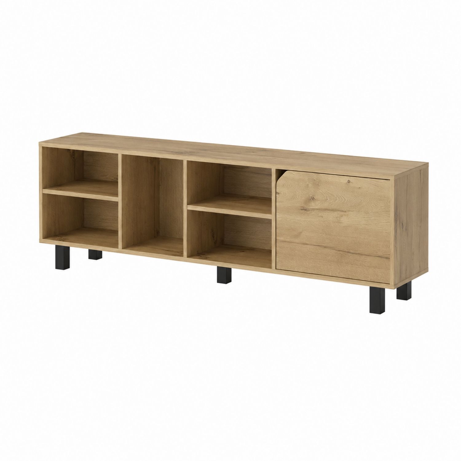 Mueble de TV de Madera de Roble con Puerta y Estantes-domvirek