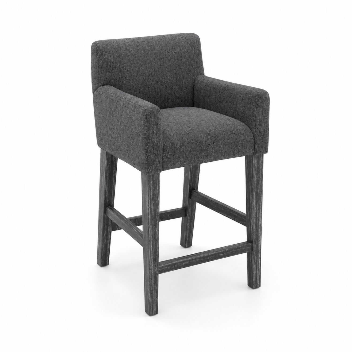 Silla alta de tela gris con patas de madera-domvirek