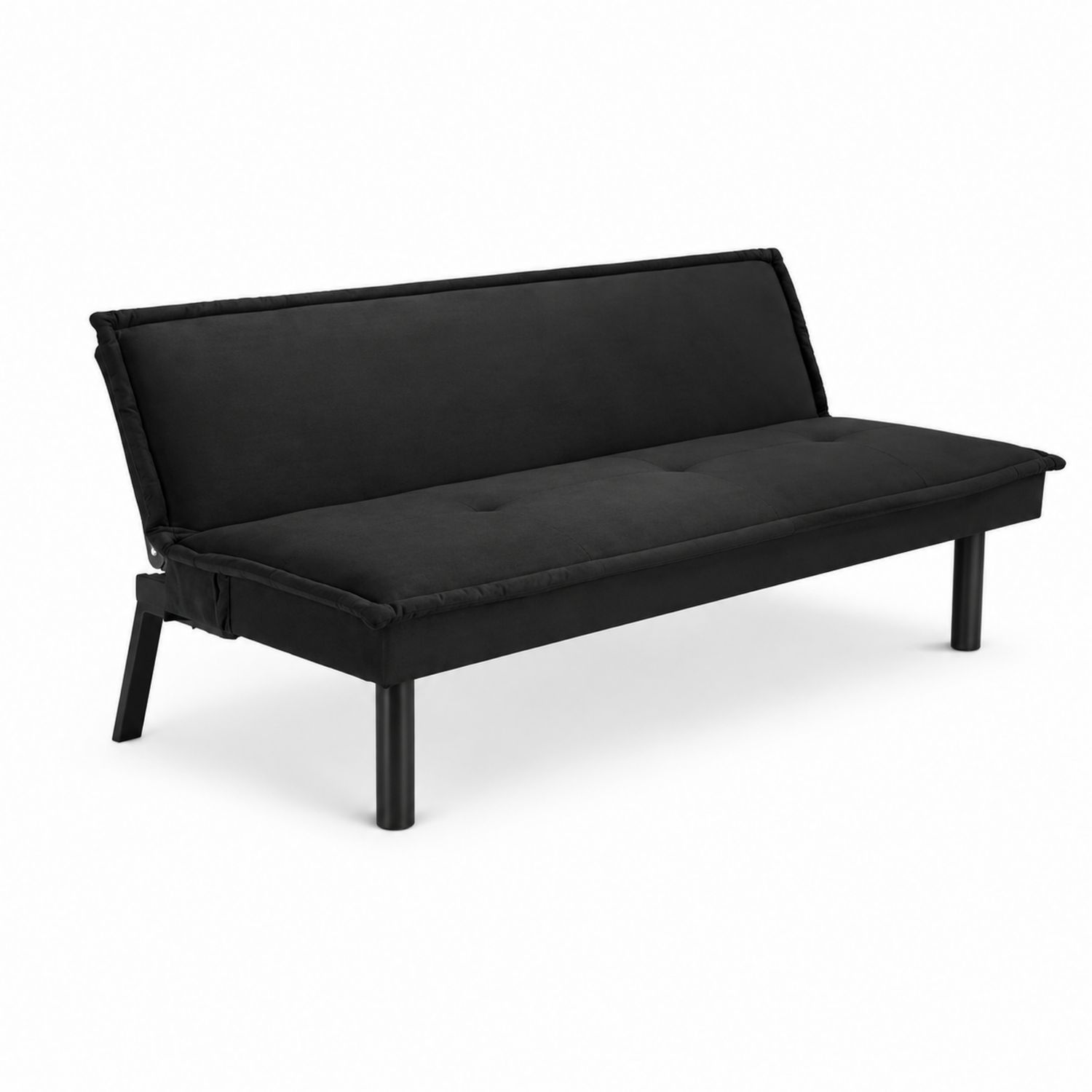 Sofá cama negro de metal y tela 180x85x75 cm-domvirek