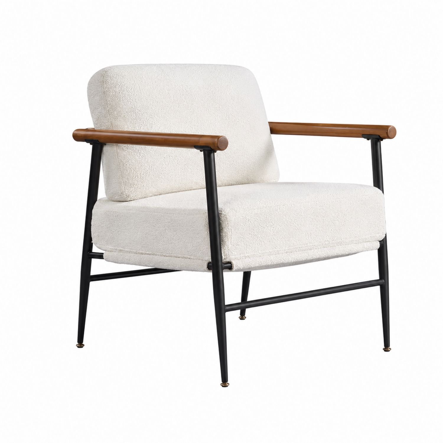 Silla de Metal con Brazos de Madera y Tapizado de Poliéster Blanco-domvirek
