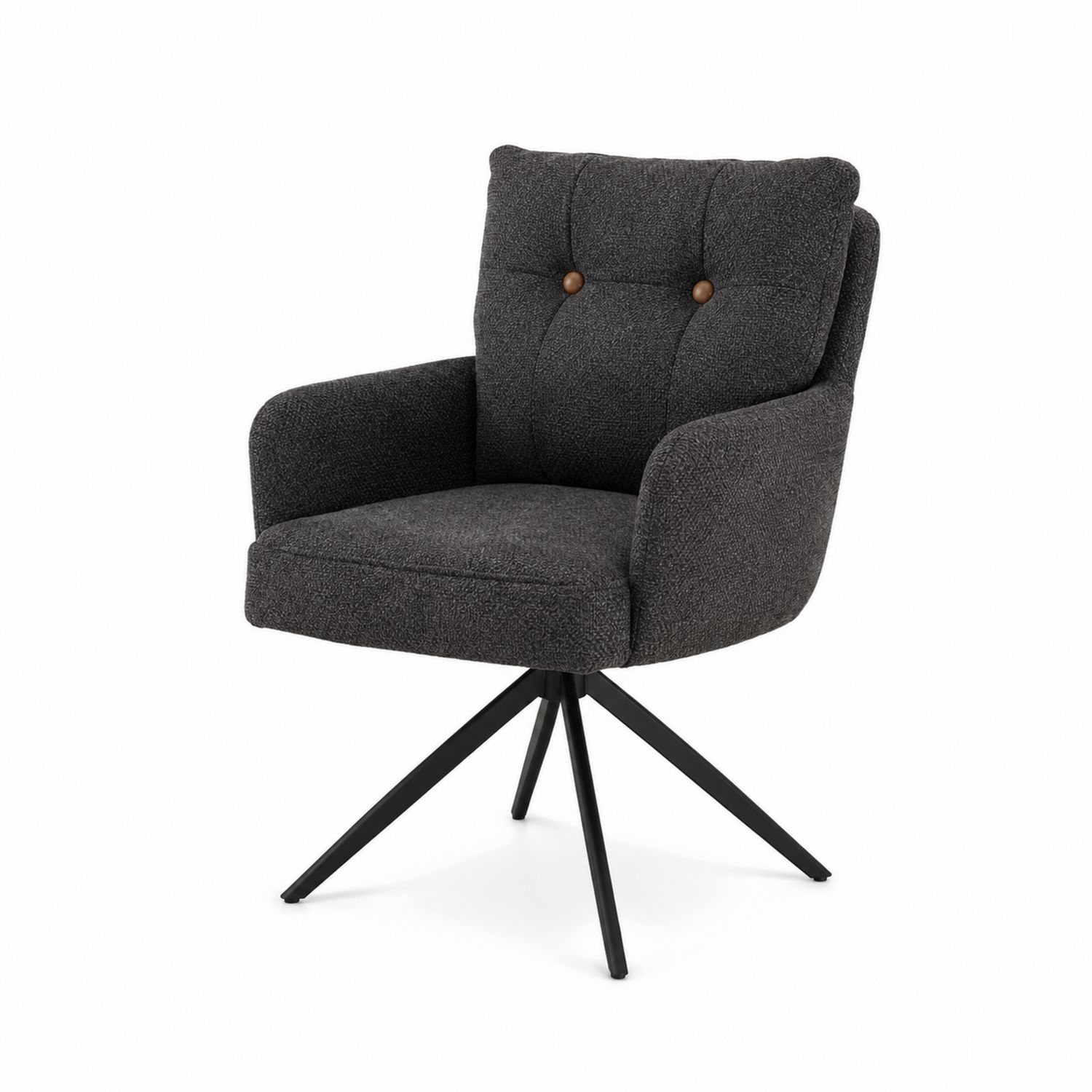 Silla giratoria de tela de poliéster gris con base de metal-domvirek