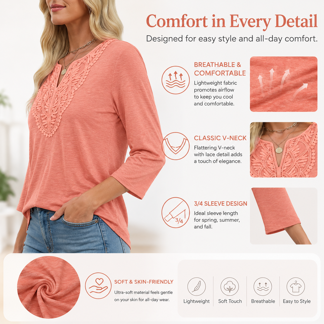 Women's casual top size chart image