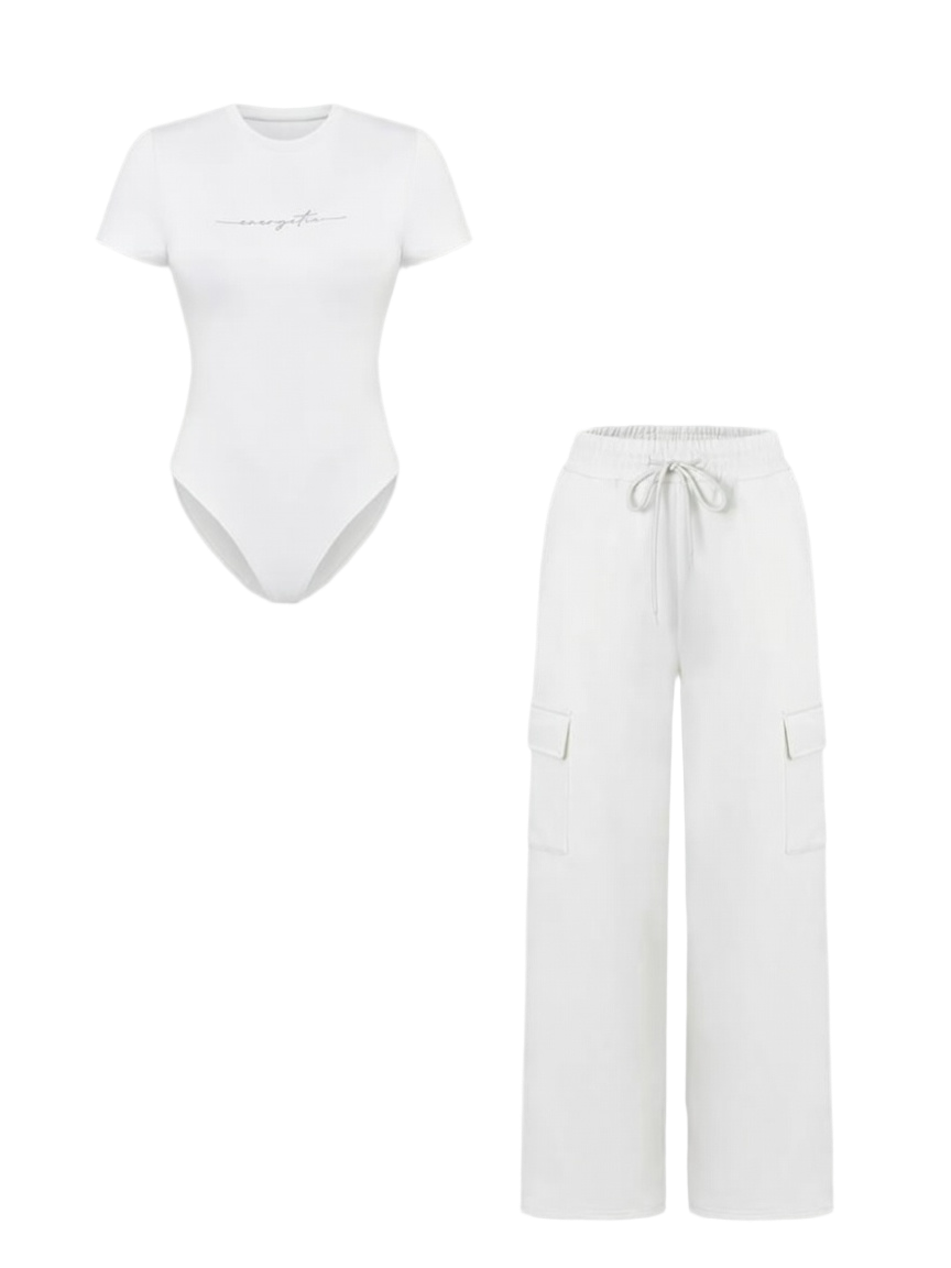 Women's Matching Lounge Set – Soft Tee & Wide Leg Pants
