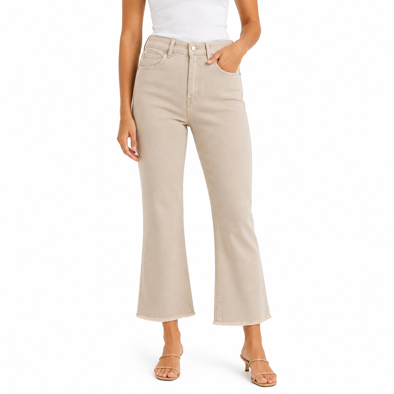 Women's high-waisted cropped flared pants