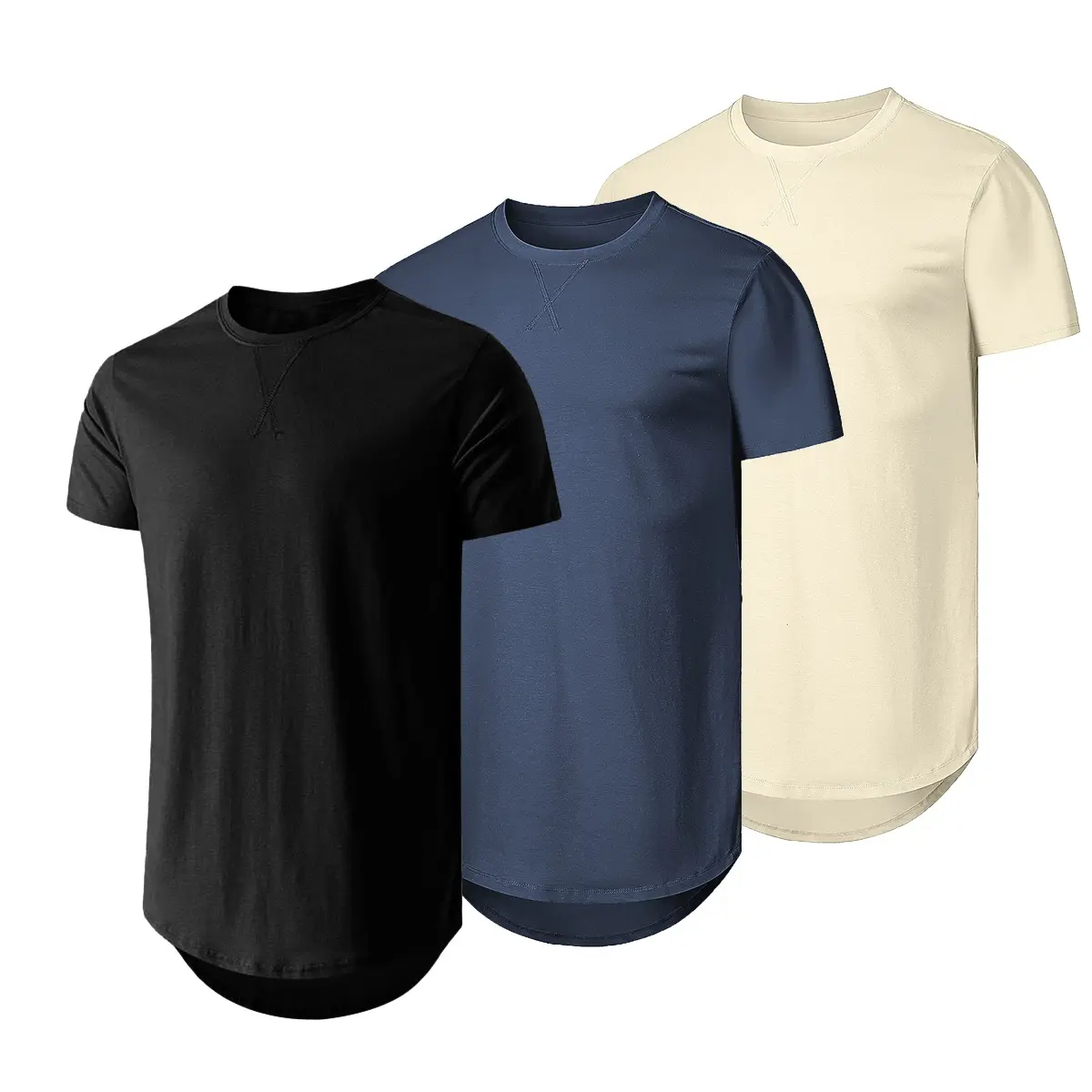 Men's 3 Pack Cotton Hipster Crewneck T-Shirts