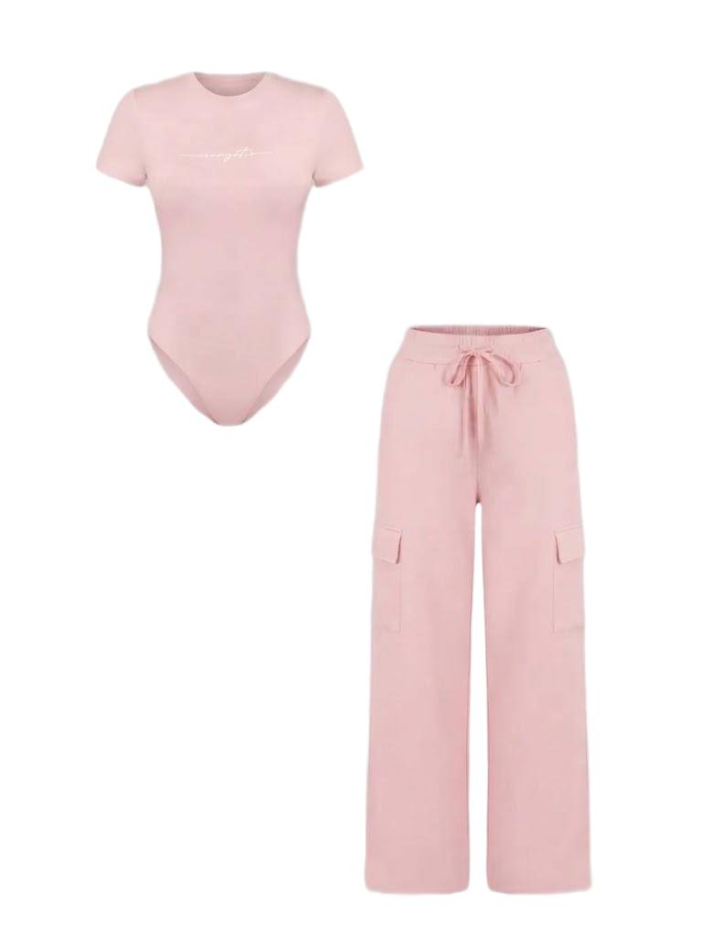 Women's Matching Lounge Set – Soft Tee & Wide Leg Pants