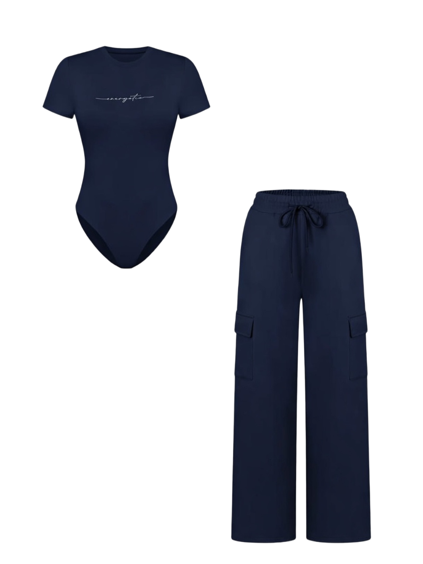 Women's Matching Lounge Set – Soft Tee & Wide Leg Pants