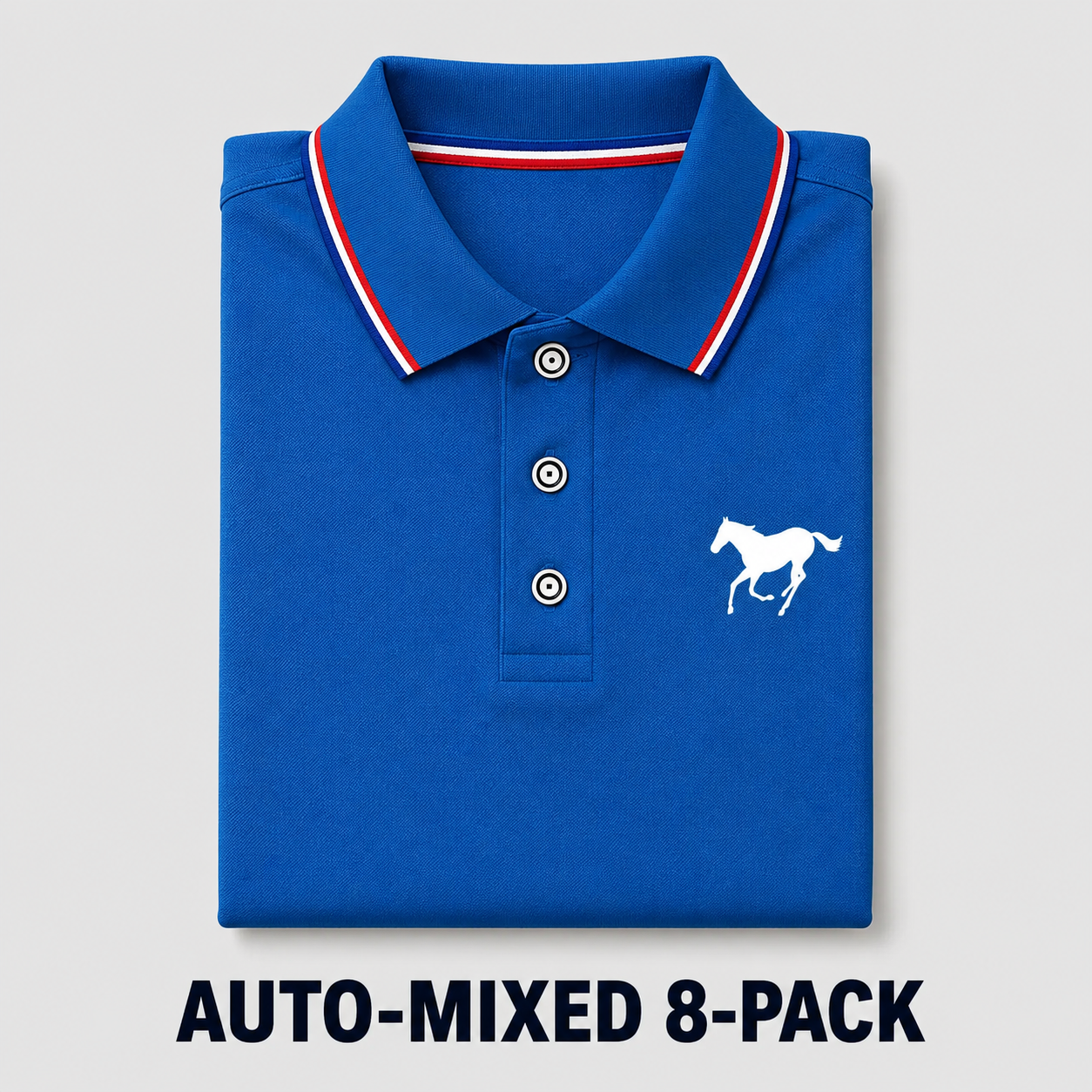 Men's Polo Shirt Set, Polo Style, Casual Fashion, Solid-Color Fitted Short-Sleeve Horse-Print Polo with Contrast Collar, Breathable Shirts for Daily Wear and Golf, Menswear
