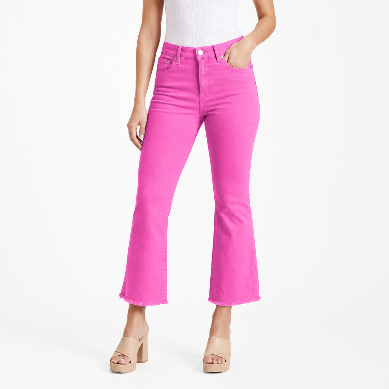 Women's high-waisted cropped flared pants