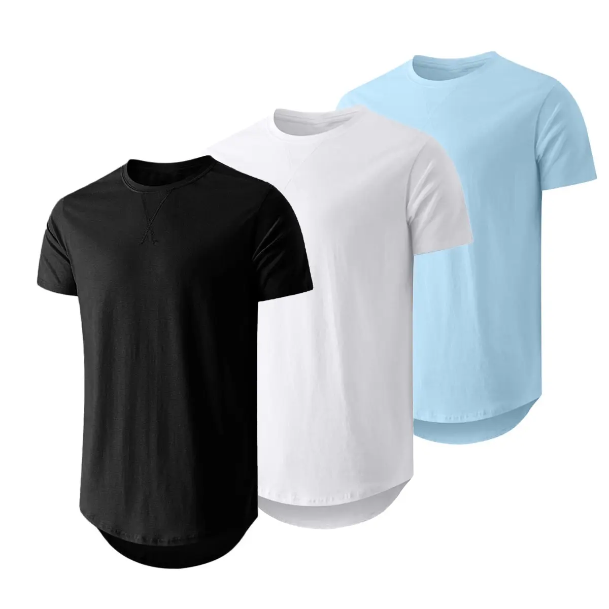 Men's 3 Pack Cotton Hipster Crewneck T-Shirts