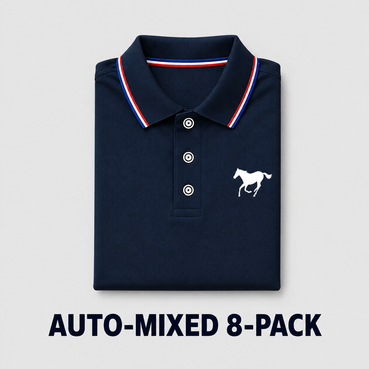 Men's Polo Shirt Set, Polo Style, Casual Fashion, Solid-Color Fitted Short-Sleeve Horse-Print Polo with Contrast Collar, Breathable Shirts for Daily Wear and Golf, Menswear