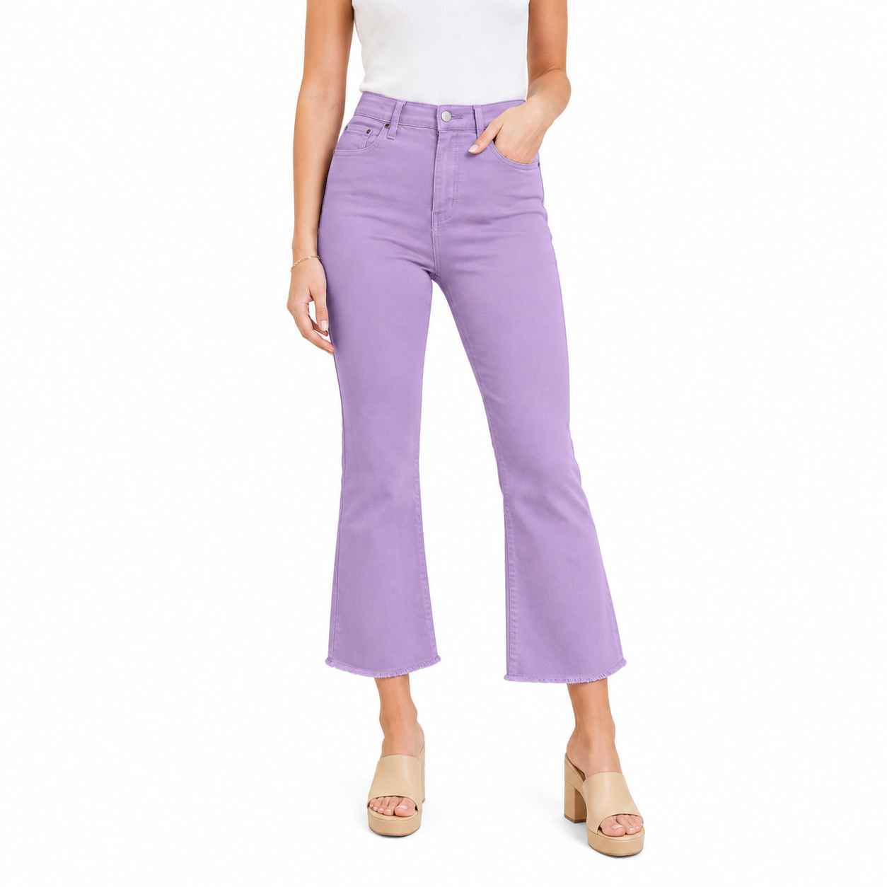 Women's high-waisted cropped flared pants
