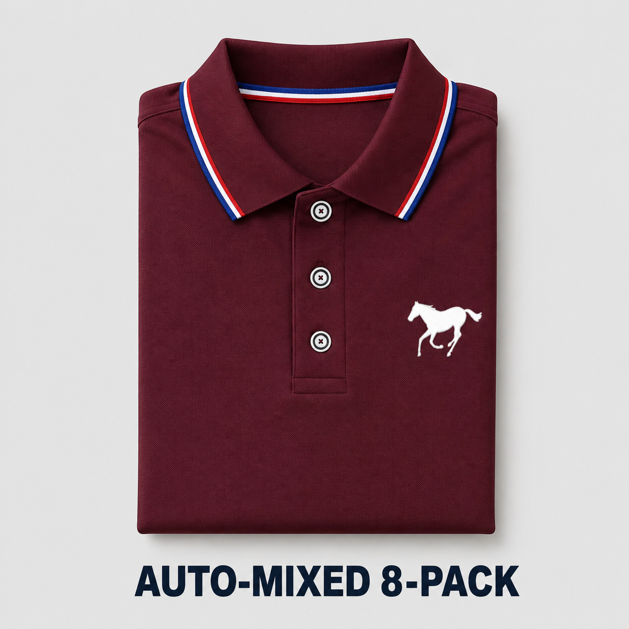 Men's Polo Shirt Set, Polo Style, Casual Fashion, Solid-Color Fitted Short-Sleeve Horse-Print Polo with Contrast Collar, Breathable Shirts for Daily Wear and Golf, Menswear