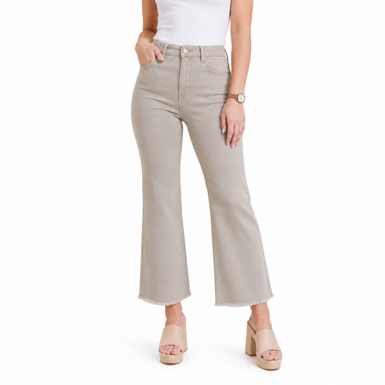 Women's high-waisted cropped flared pants