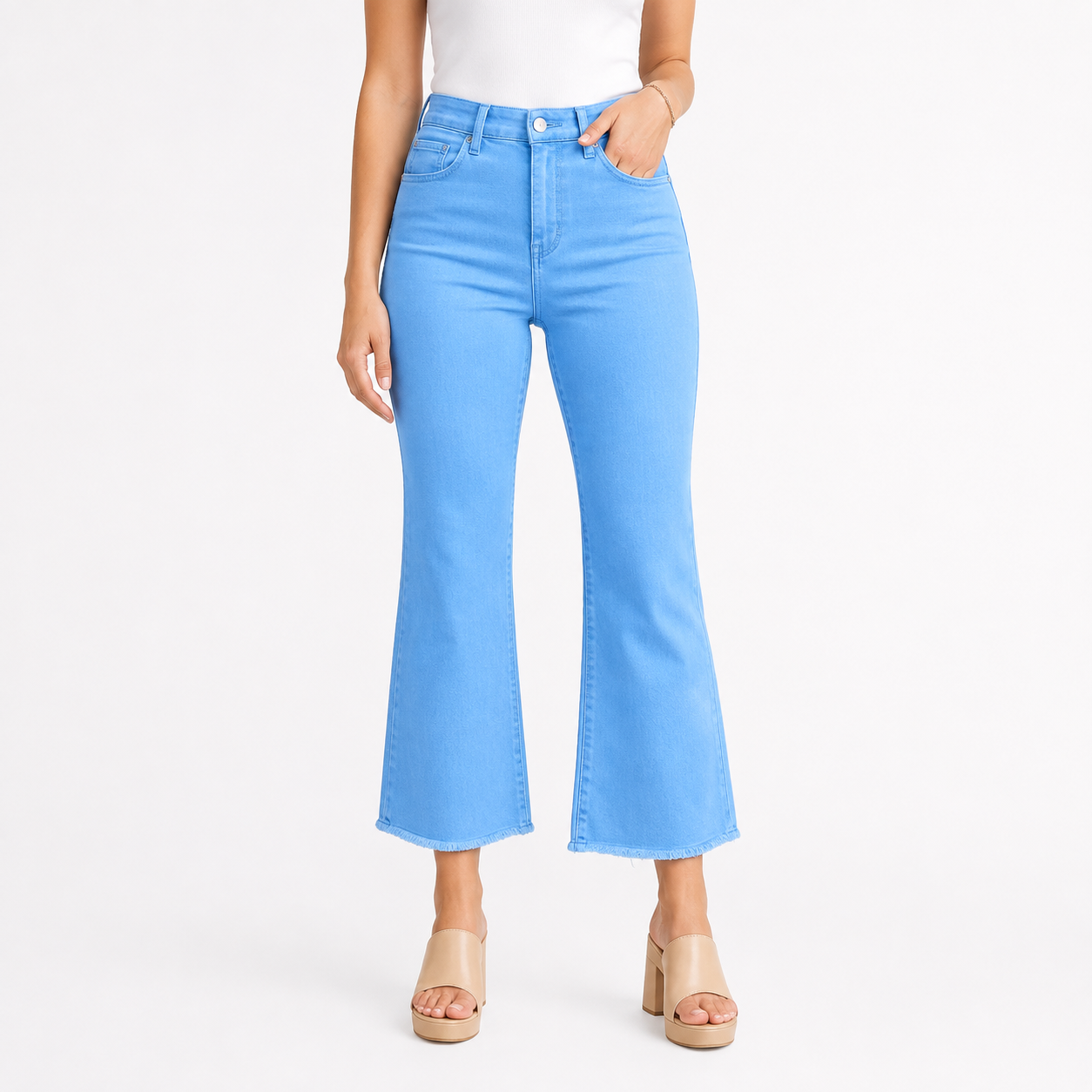 Women's high-waisted cropped flared pants