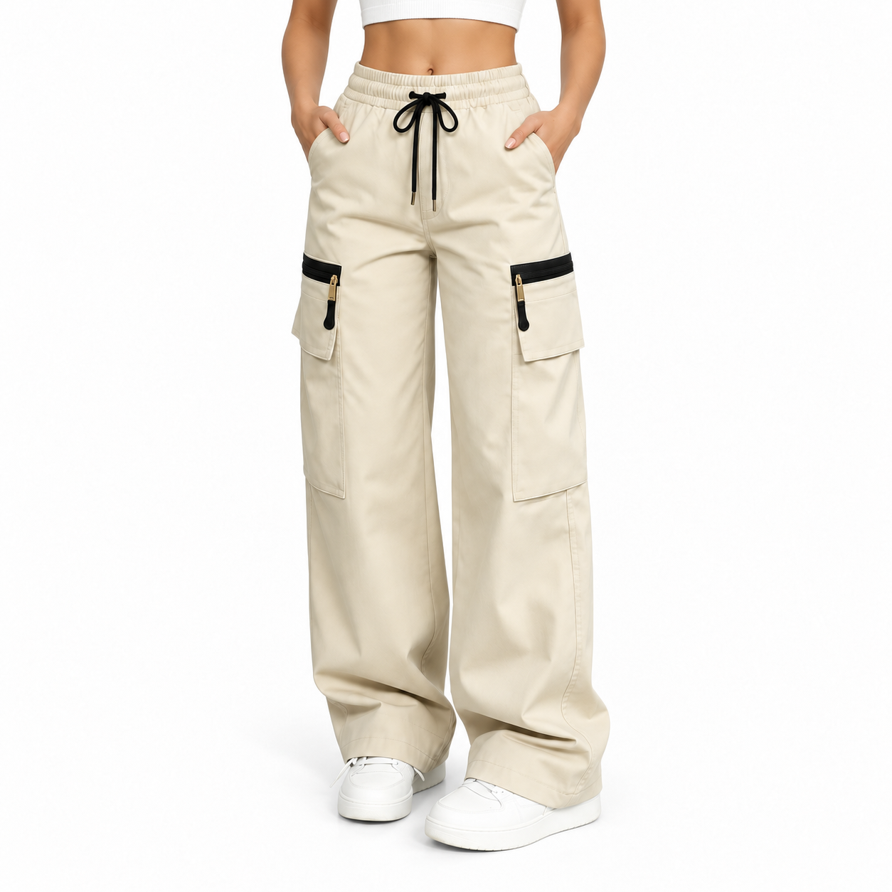 Women’s Lightweight Cargo Pants – Loose Fit Utility Trousers with Multiple Pockets for Everyday Wear