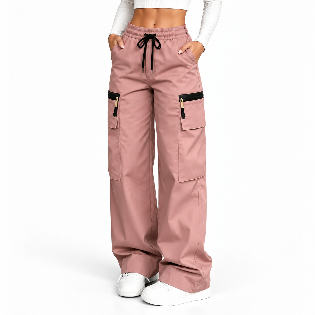 Women’s Lightweight Cargo Pants – Loose Fit Utility Trousers with Multiple Pockets for Everyday Wear