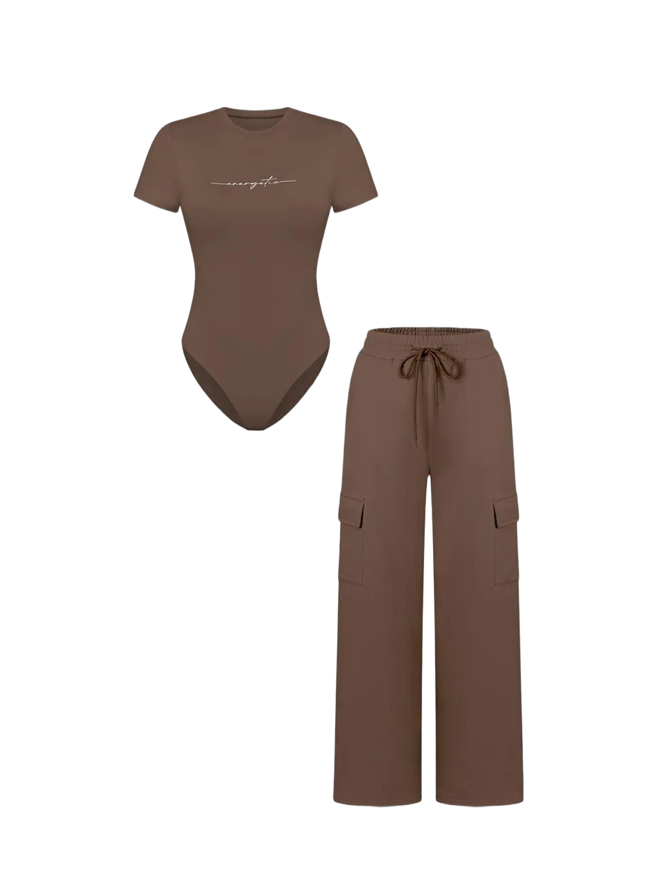 Women's Matching Lounge Set – Soft Tee & Wide Leg Pants