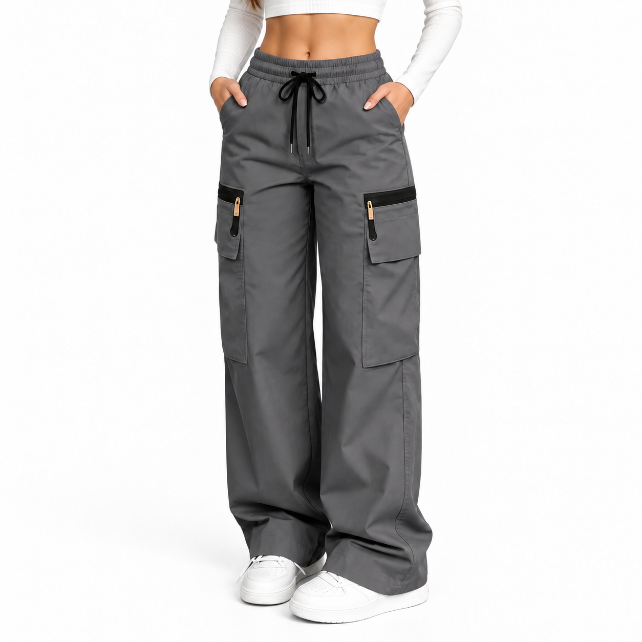 Women’s Lightweight Cargo Pants – Loose Fit Utility Trousers with Multiple Pockets for Everyday Wear