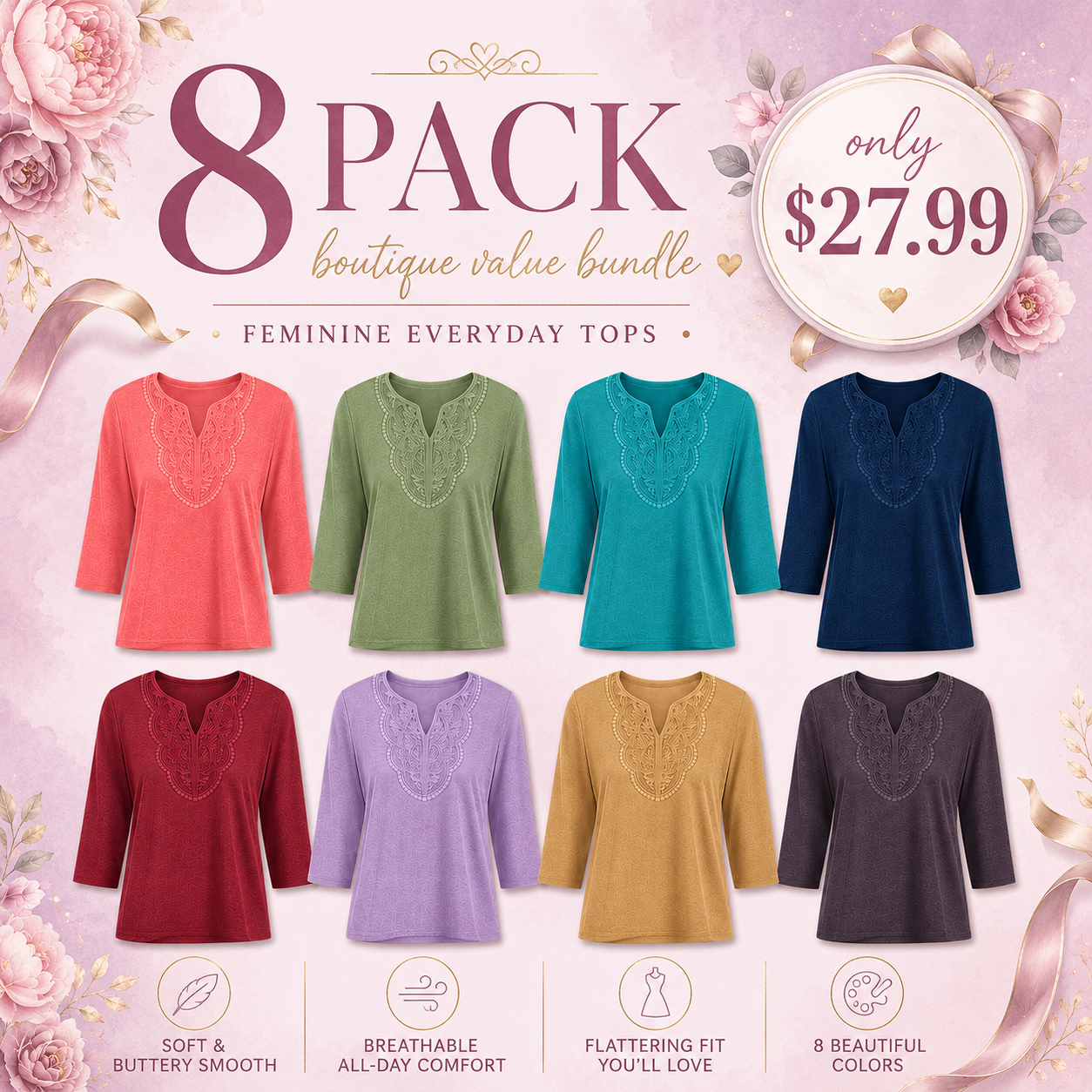 Women's Casual Everyday Top Multipack