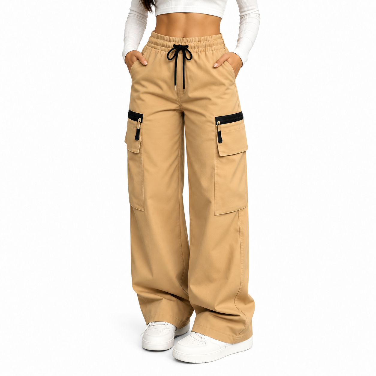 Women’s Lightweight Cargo Pants – Loose Fit Utility Trousers with Multiple Pockets for Everyday Wear