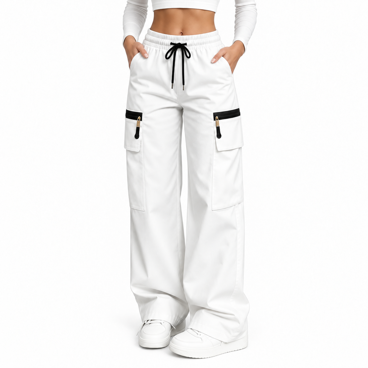 Women’s Lightweight Cargo Pants – Loose Fit Utility Trousers with Multiple Pockets for Everyday Wear