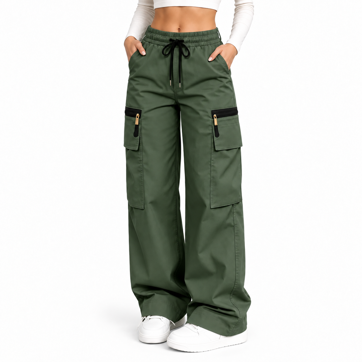 Women’s Lightweight Cargo Pants – Loose Fit Utility Trousers with Multiple Pockets for Everyday Wear