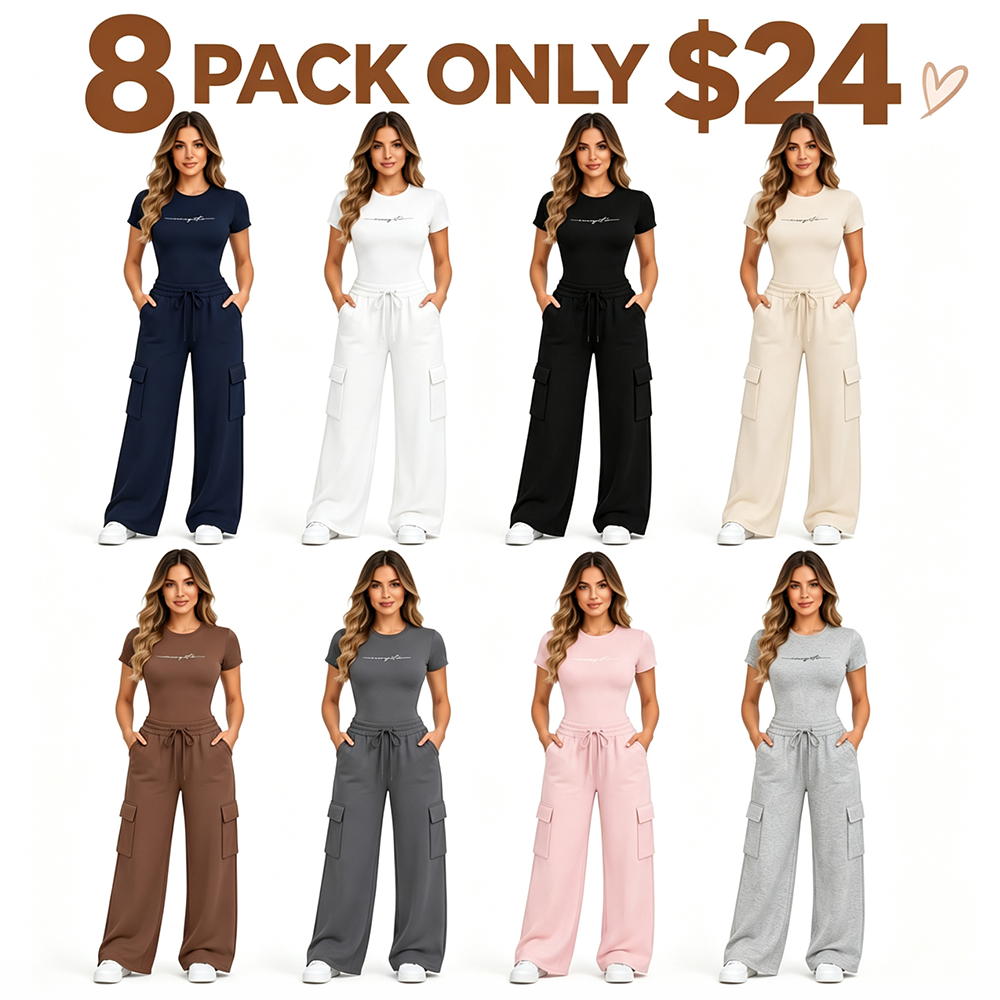 Women's Matching Lounge Set – Soft Tee & Wide Leg Pants