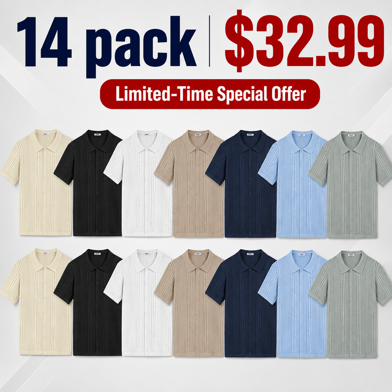 COOFANDY Men's Knit Shirts Short Sleeve Button Down Polo Shirt Fashion Casual Summer Beach Shirts Menswear Top