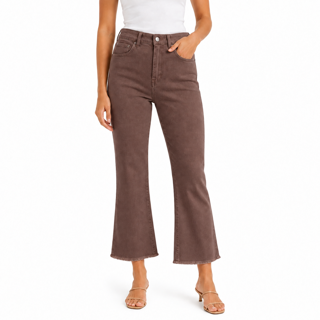 Women's high-waisted cropped flared pants