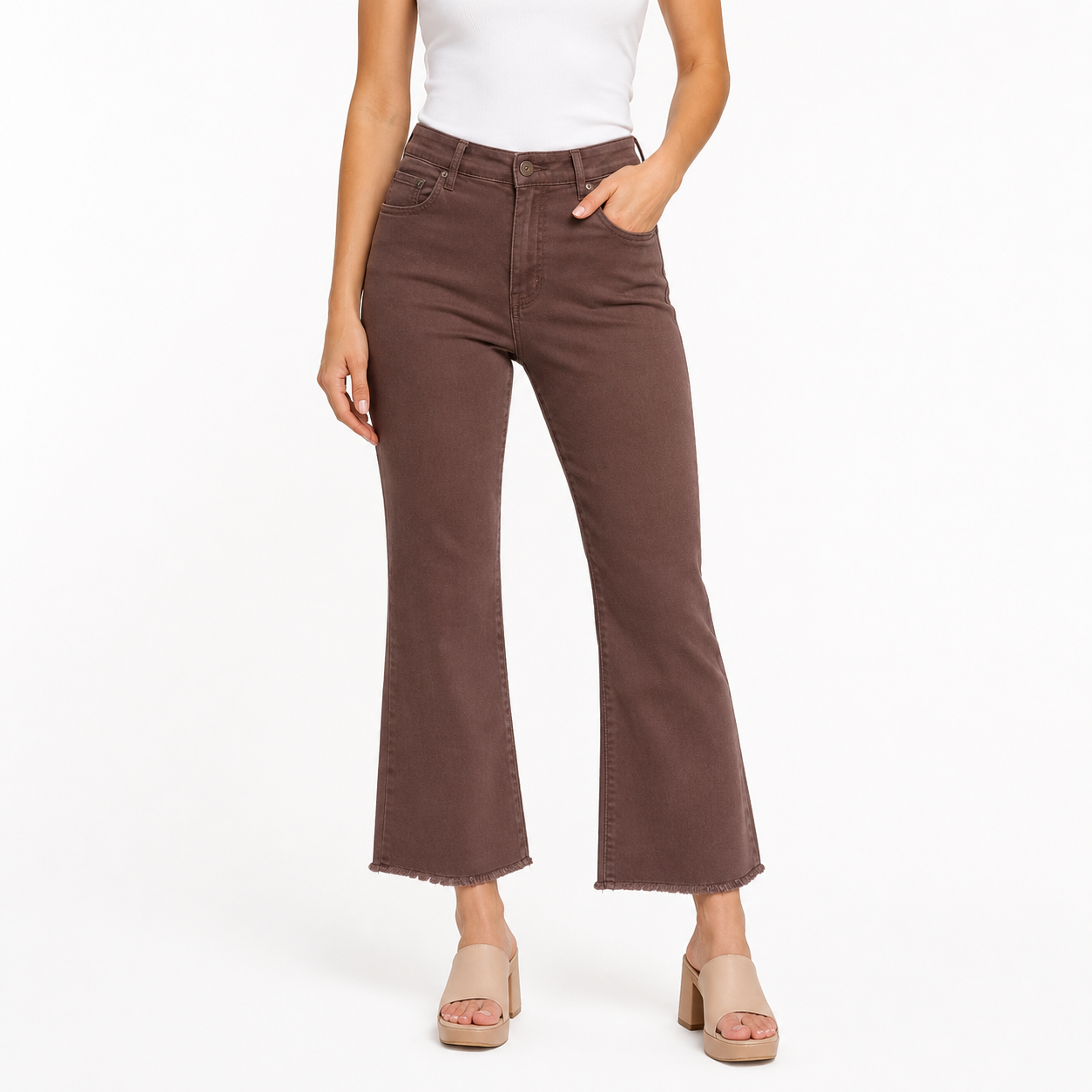 Women's high-waisted cropped flared pants