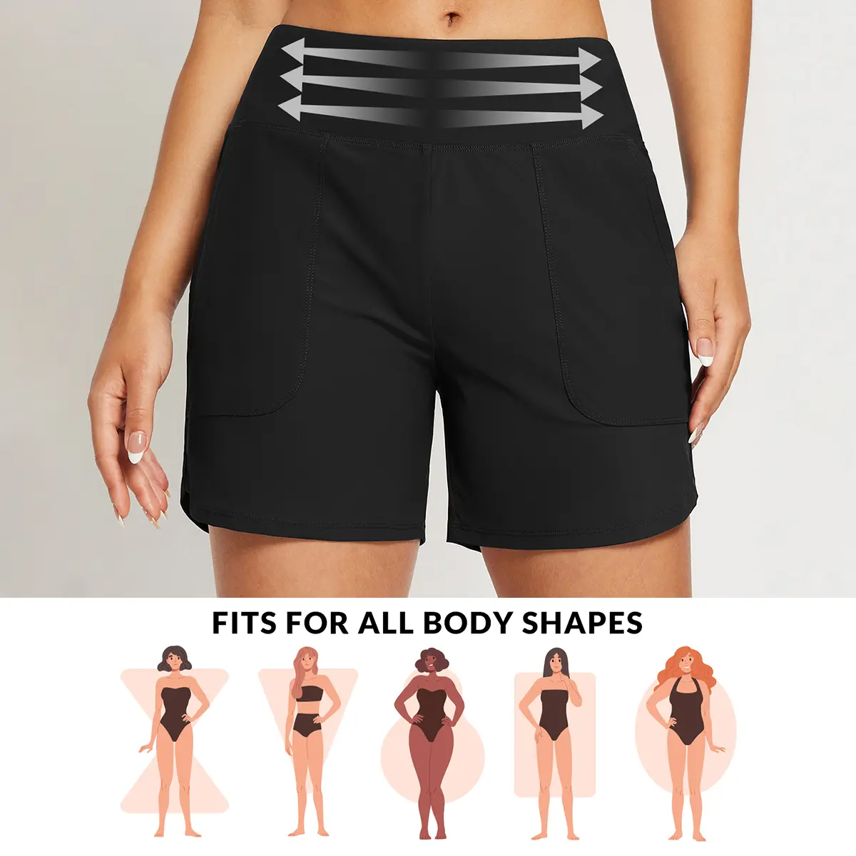 【Limited-Time Special Offer】Women's 3''/5"/7''/9'' High Waisted Lightweight Board Shorts Swim/Running/Workout Quick Dry with Pockets Tankini Bottoms Bathing Suits Plus Size Bermuda Shorts #Summervibes SwimWeek