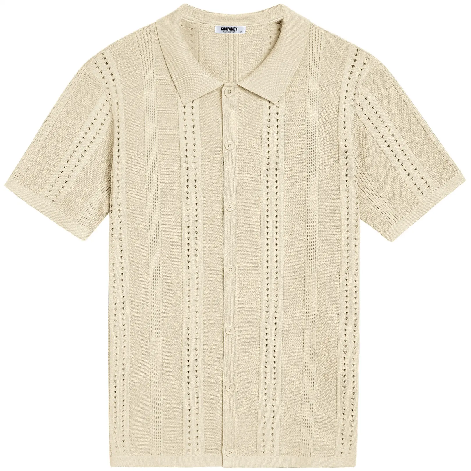 COOFANDY Men's Knit Shirts Short Sleeve Button Down Polo Shirt Fashion Casual Summer Beach Shirts Menswear Top