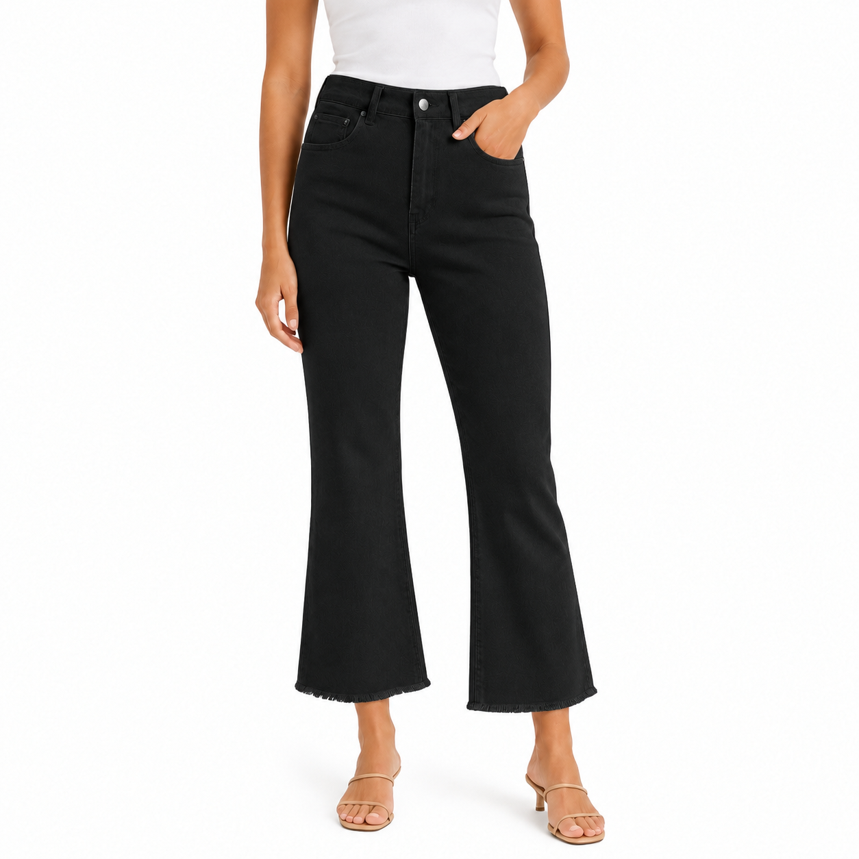 Women's high-waisted cropped flared pants