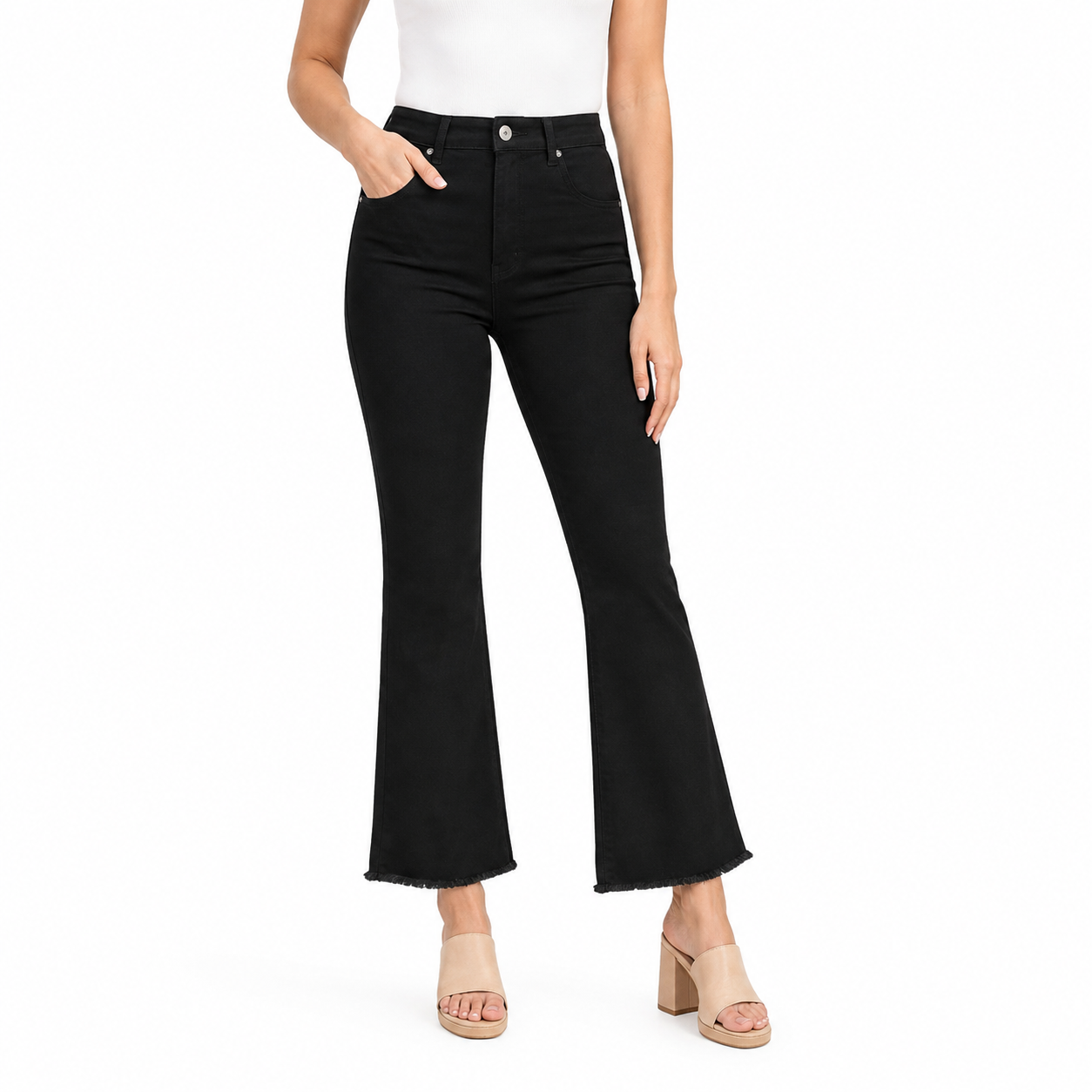 Women's high-waisted cropped flared pants
