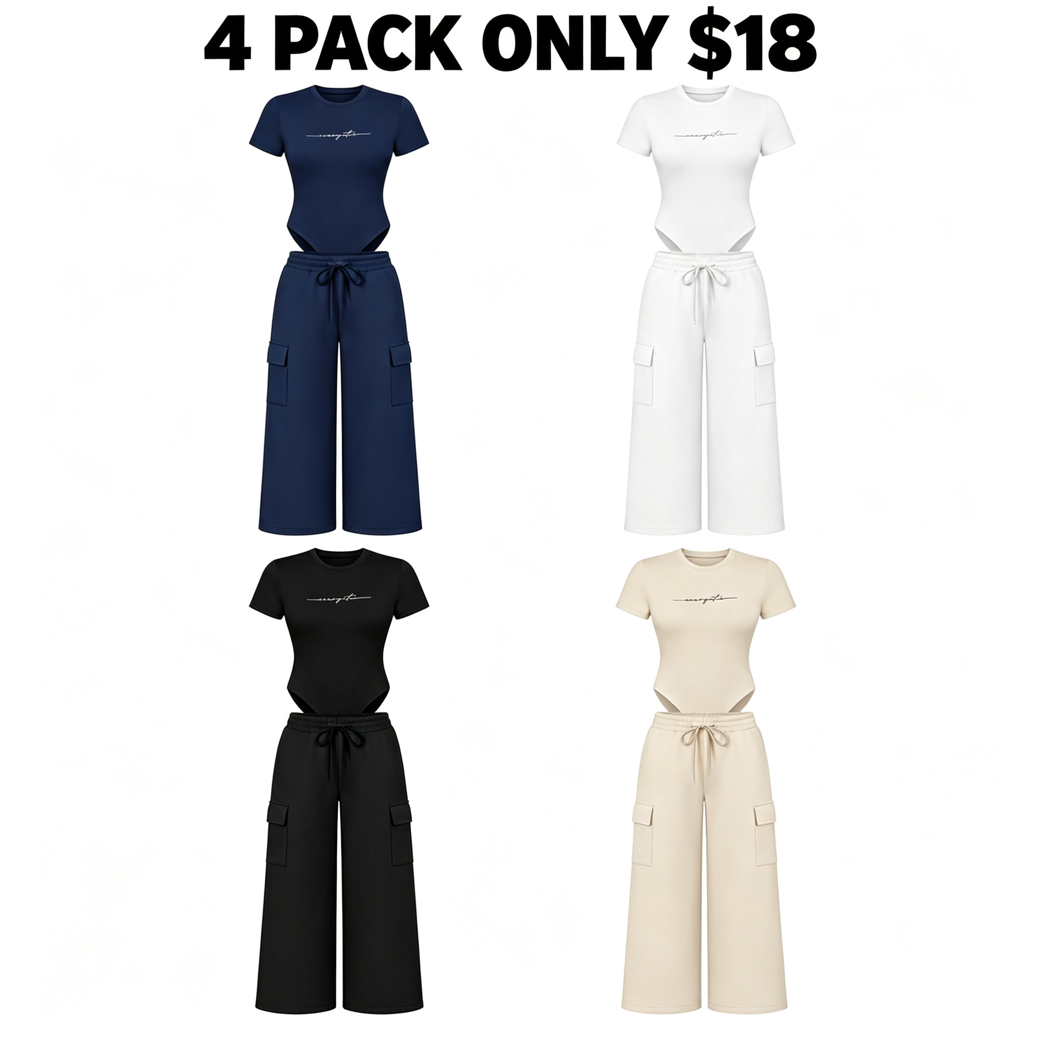 Women's Matching Lounge Set – Soft Tee & Wide Leg Pants