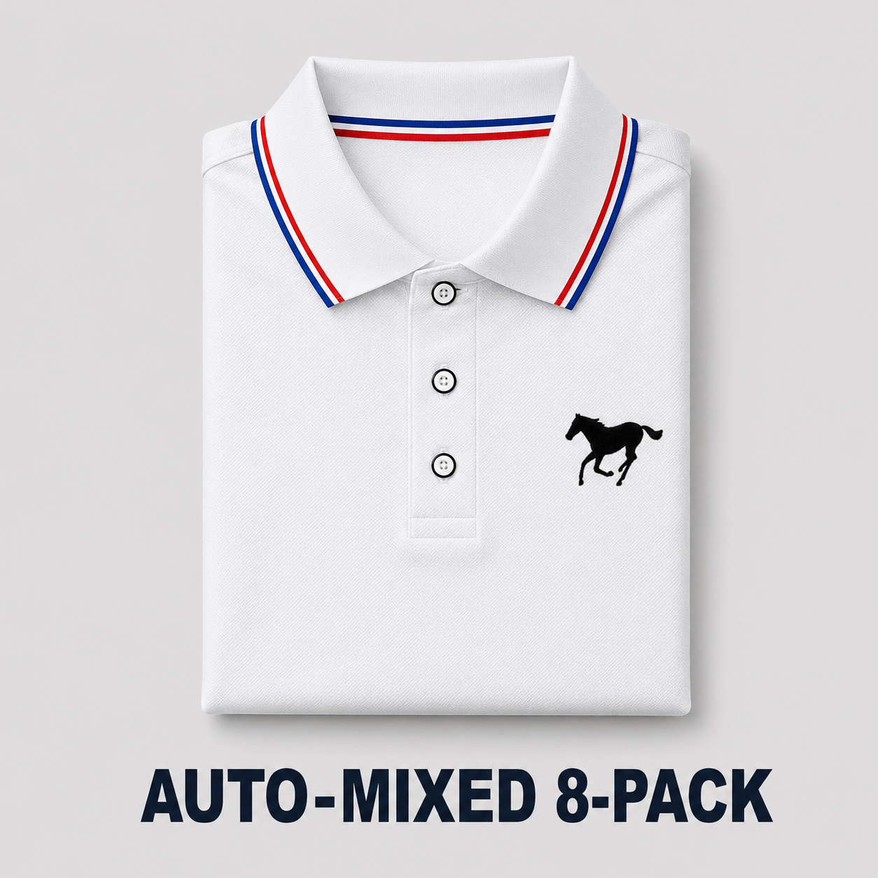 Men's Polo Shirt Set, Polo Style, Casual Fashion, Solid-Color Fitted Short-Sleeve Horse-Print Polo with Contrast Collar, Breathable Shirts for Daily Wear and Golf, Menswear