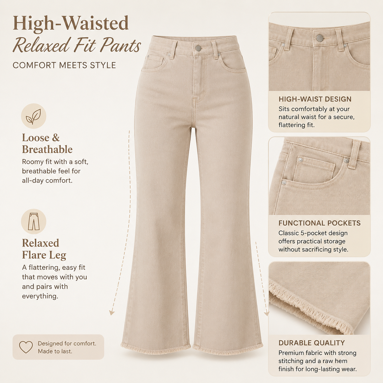 Women's high-waisted cropped flared pants