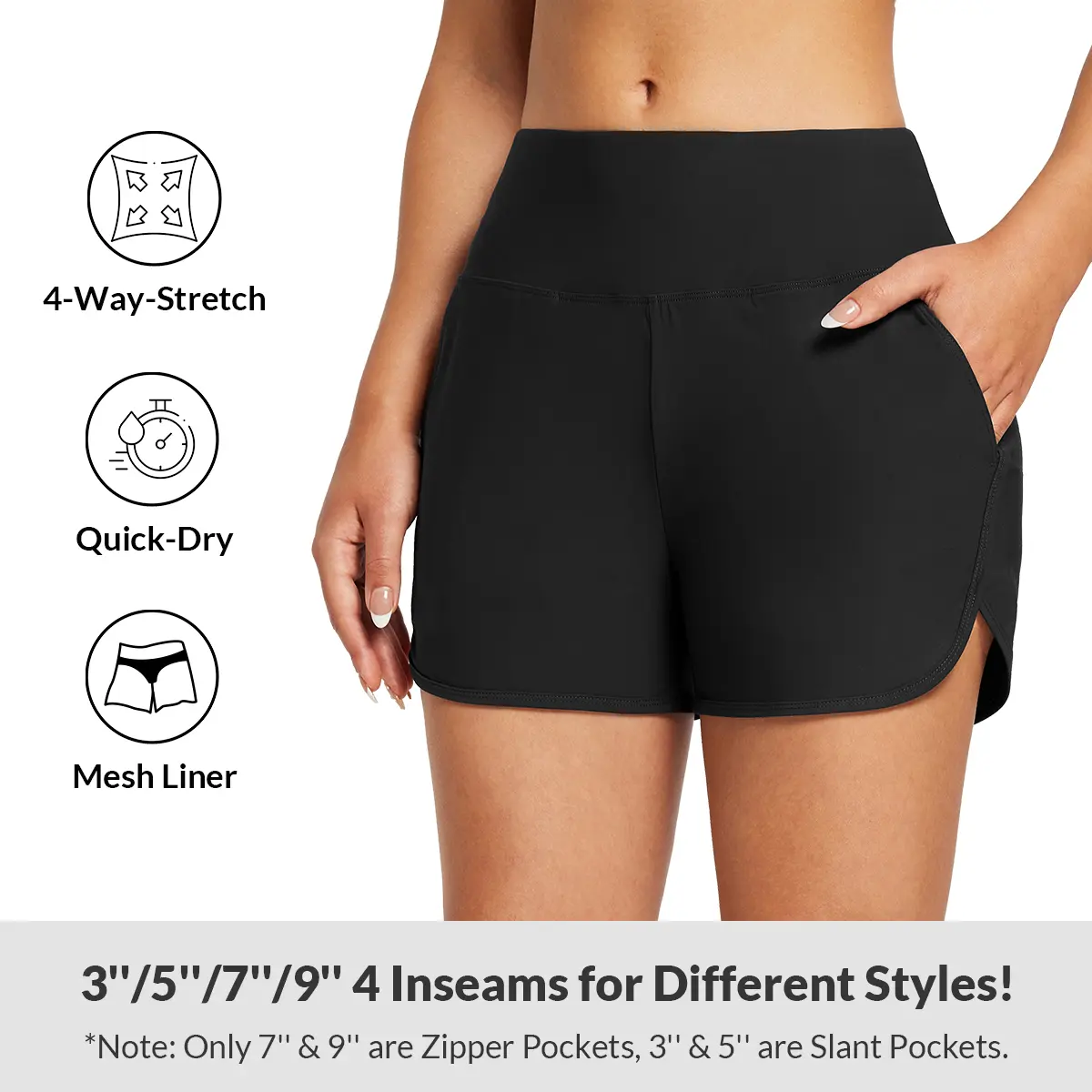 【Limited-Time Special Offer】Women's 3''/5"/7''/9'' High Waisted Lightweight Board Shorts Swim/Running/Workout Quick Dry with Pockets Tankini Bottoms Bathing Suits Plus Size Bermuda Shorts #Summervibes SwimWeek