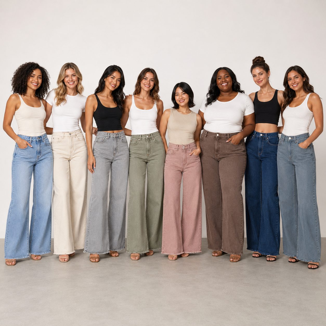 8 adult models group photo