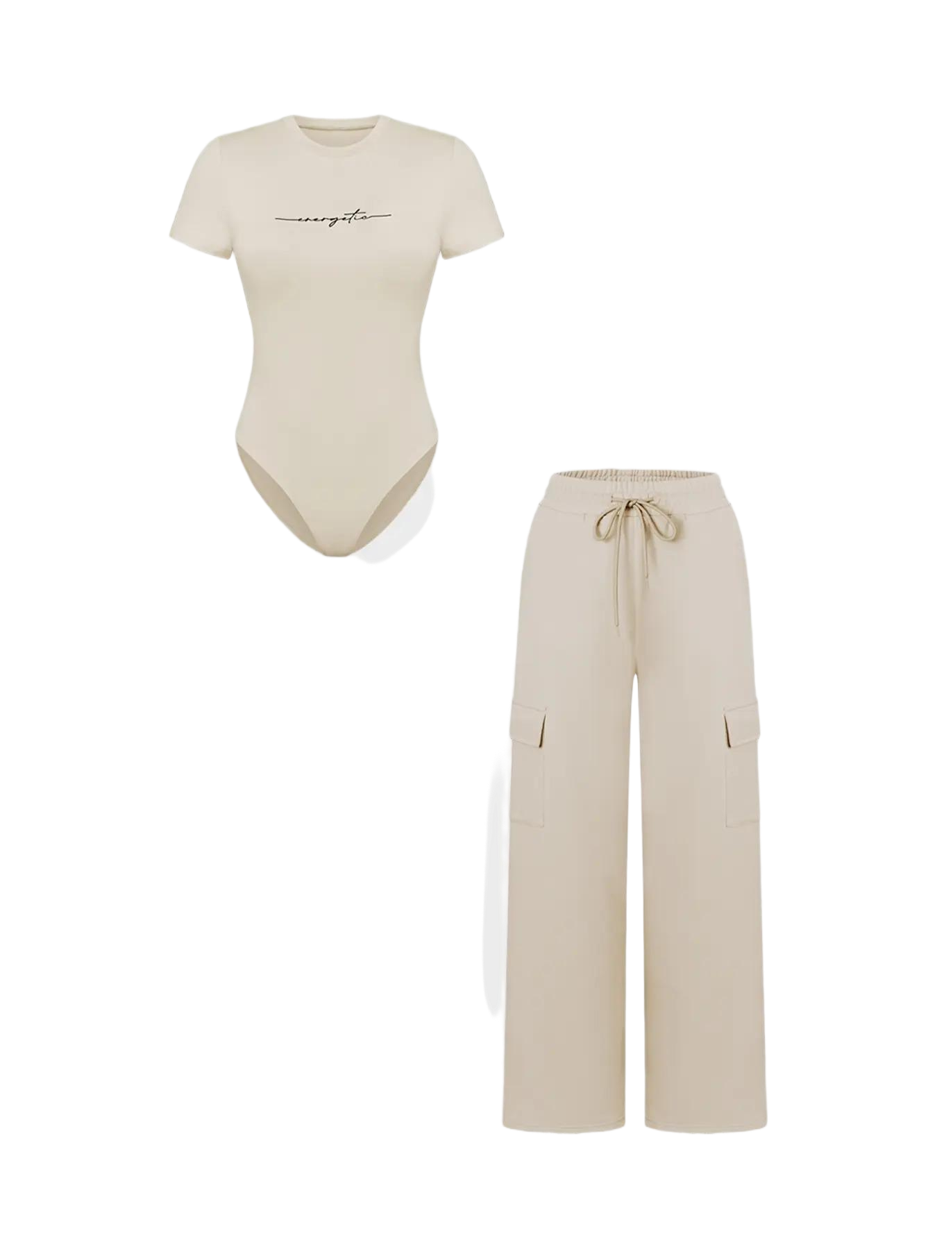 Women's Matching Lounge Set – Soft Tee & Wide Leg Pants
