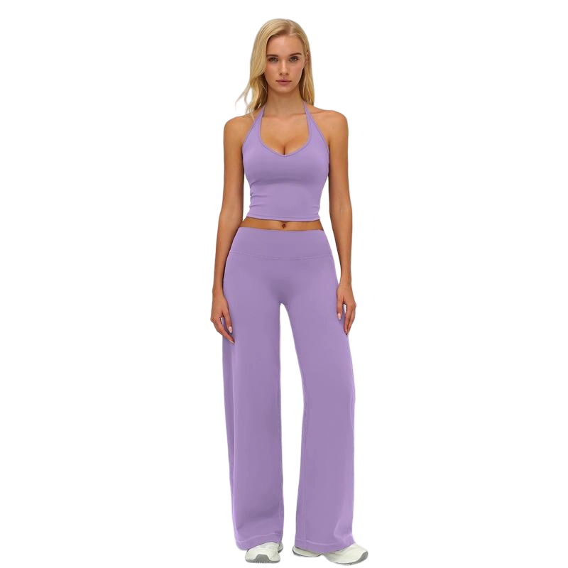 Women’s Stylish Crop Cami Top & Flare Leg Pants Sports Set
