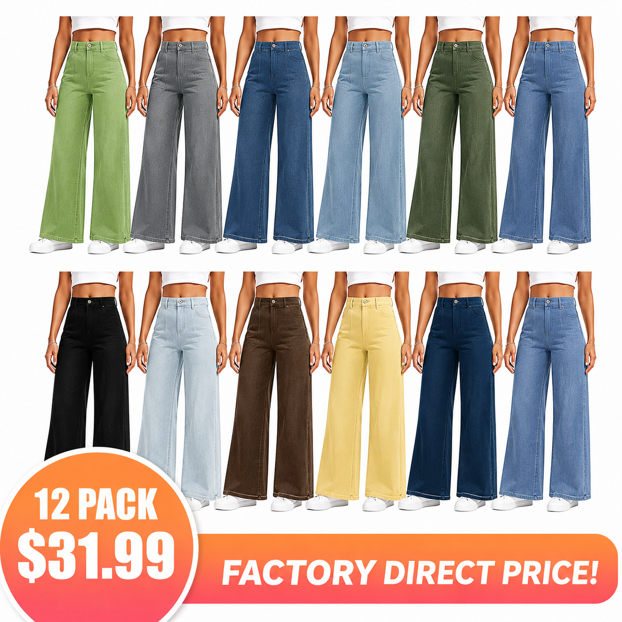 High Waisted Tummy Control Wide Leg Jeans
